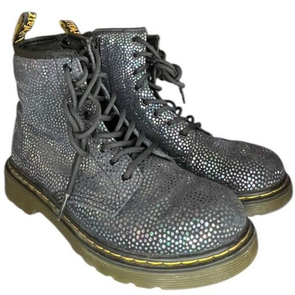 Unisex Dr. Martens Pascal 1460 Lace-Up Metallic Suede Combat Boot SZ M4/W5 Black - Picture 3 of 7